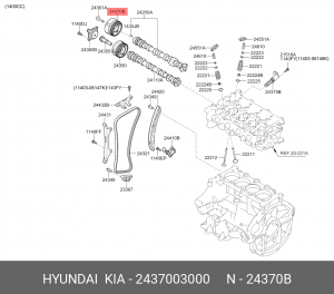 Шестерня KIA Picanto (11-) (1.2) распредвала выпускной OE 2437003000 HYUNDAI KIA