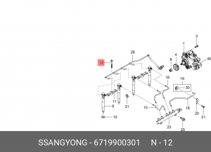 Болт SSANGYONG Actyon (10-) (D20F) крепления форсунки OE 6719900301 SSANG YONG