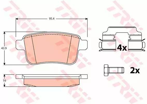 Колодки тормозные RENAULT Kangoo задние (4шт.) TRW GDB1786 TRW