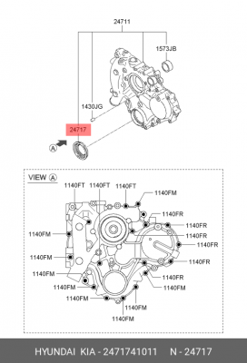 Сальник коленвала HYUNDAI HD65,72,78,County дв.D4AL передний (55х78х12) OE 2471741011 HYUNDAI KIA