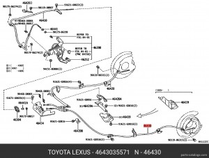 трос стояночного тормоза!\ Toyota 4Runner 4.0 09-18, Lexus GX460 09> 46430-35571 TOYOTA
