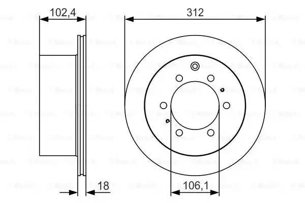Диск тормозной TOYOTA Land Cruiser (98-07) задний (1шт.) BOSCH 0 986 479 R57 BOSCH