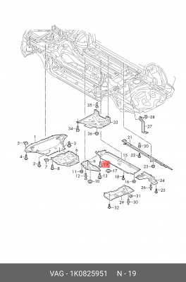 Болт VW AUDI крепления защиты картера OE 1K0 825 951 VAG