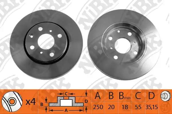 Диск тормозной PEUGEOT 107 (05-) CITROEN C1 (05-) передний (1 шт.) NIBK RN1214 NIBK