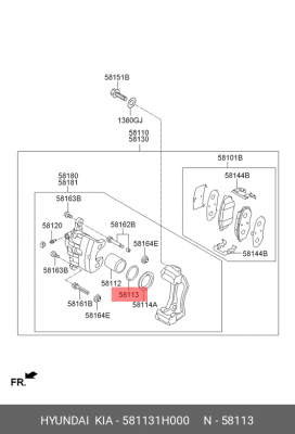 сальник поршня переднего суппорта\ Hyundai 581131H000 HYUNDAI