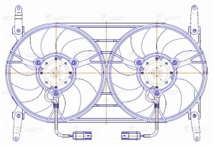 Вентилятор УАЗ-3163 электрический сдвоенный (спарка) с кожухом LUZAR LFK 0361 LUZAR