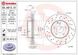 Диск тормозной перфорированный 09.A613.51 09.A613.51 BREMBO