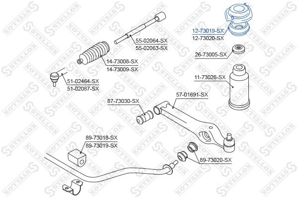 опора амортизатора переднего! VIN: <577030\ Daewoo Matiz 98> 12-73019-SX STELLOX