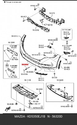 Крюк MAZDA CX-3 (15-) буксировочный OE KD5350EJ1B MAZDA