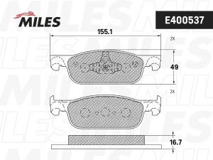 Колодки тормозные передние (Смесь Low-Metallic) LADA X-RAY (TRW GDB2157) E400537 E400537 MILES