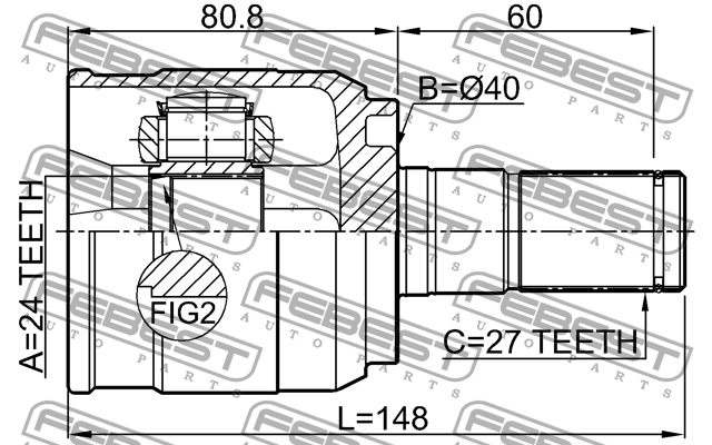 ШРУС внутренний левый 24X40X27 1211-CRE20LH FEBEST