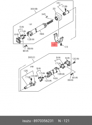 Кронштейн ISUZU N-серия (скоба) подвесного подшипника OE 8-97035-623-1 ISUZU