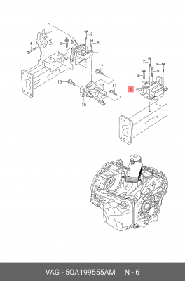 Опора двигателя, левая 5QA199555AM 5QA 199 555 AM VAG