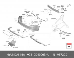 Датчик парковки KIA Optima (18-) передний/задний (B4U) OE 99310D4000B4U HYUNDAI KIA