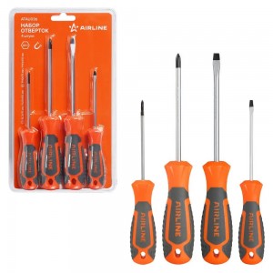 Набор отвёрток ( 4 предмета) "AIRLINE" (SL3x75, SL5x100, PH0x75, PH1x100) блисте ATAU036 AIRLINE