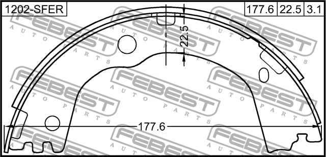 Колодки барабанные HYUNDAI SANTA FE 06 (CM) 2006-2012 1202-SFER 1202-SFER FEBEST