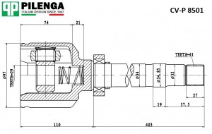 ШРУС внутренний правый шлицы - 41х29 BOXER III, DUCATO III, JUMPER III CV-P8501K CVP8501K PILENGA
