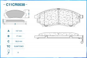 Тормозные колодки передние Low Metallic C11CR0038 C11CR0038 CWORKS