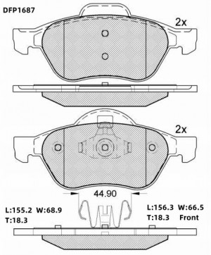 Колодки тормозные дисковые Double Force DFP1687 DOUBLE FORCE