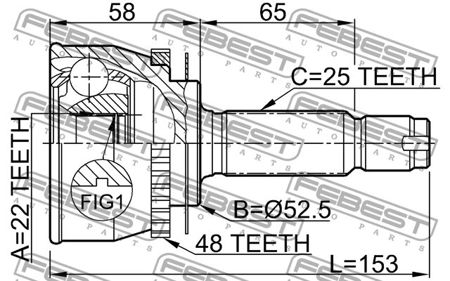 ШРУС наружный 22X52.5X25 1210-012A48 FEBEST