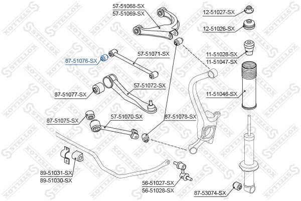 сайлентблок зад. рычага зад.!\ Hyundai Sonata EF 99-01, KIA Magentis 01> 87-51076-SX STELLOX