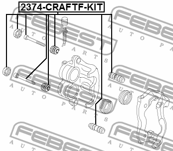 Втулка направляющая передн суппорта компл VW CRAFTER 2006-2015 2374-CRAFTF-KIT 2374-CRAFTF-KIT FEBEST