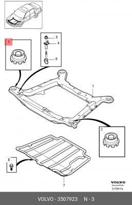 сайлентблок подрамника!\ Volvo 850/S60/S70/S80/V70/XC70/XC90 all 91> 3507923 VOLVO