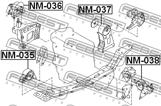 подушка двигателя правая!\ Nissan Serena C24 99-04 NM-036 FEBEST