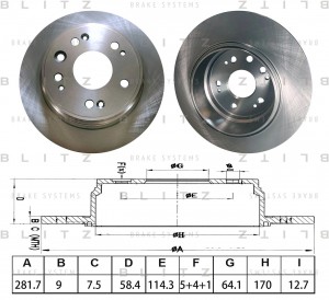 диск тормозной задний!\ Honda CR-V II 2.0i/2.4 02-06 BS0599 BLITZ