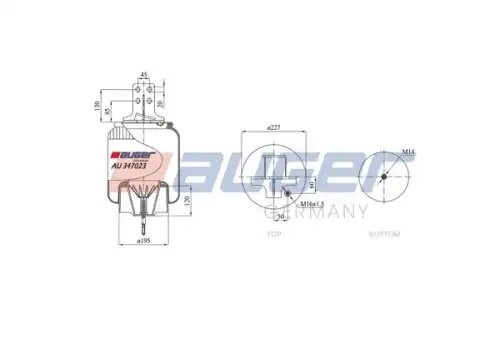 Рессора пневматическая со стаканом; (кронштейн +возд. / 1 шп.); Stralis (задняя  AU347023KP02 AUGER