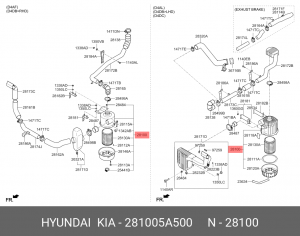 Фильтр воздушный HYUNDAI HD65,78,County дв.D4DD,D4GA в сборе OE 281005A500 HYUNDAI KIA
