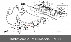 Уплотнитель HONDA CR-V (07-) капота OE 74148SWAA00 HONDA