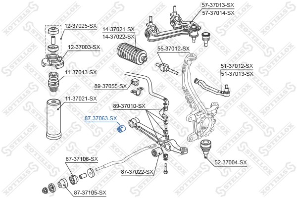 сайлентблок нижн. рычага внутр.!\Honda Prelude BB/Shuttle/Odissey RA 91-01 87-37063-SX STELLOX