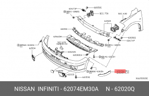 молдинг бампера переднего правый!\ Nissan Tiida 07> 62074-EM30A NISSAN
