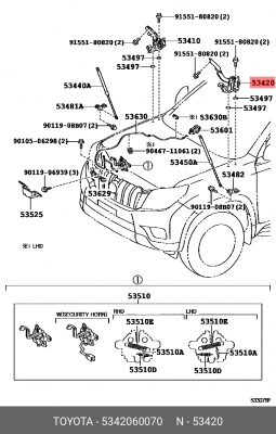 Петля капота 5342060070 Toyota 53420-60070 TOYOTA