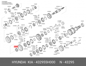 Подшипник КПП HYUNDAI HD65,72,78,County дв.D4DD,D4DB КПП-M035S5 вторич.вала игол 432955H000 HYUNDAI KIA