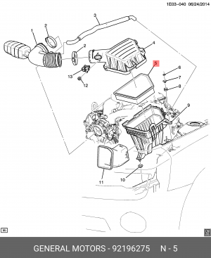 Фильтр воздушный CHEVROLET Camaro (10-) (6.2) (ACDelco Professional) OE 92196275 GENERAL MOTORS