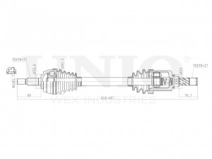 Привод в сборе передний левый CVJ-10075 UNIO