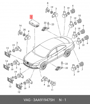 Блок управления VW Passat (07-) системой парковки OE 3AA 919 475 H VAG