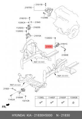 Опора двигателя HYUNDAI Solaris (17-) KIA Rio (17-) передняя левая OE 21830H5000 HYUNDAI KIA