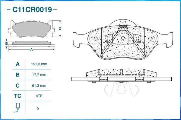 Тормозные колодки передние Low Metallic C11CR0019 C11CR0019 CWORKS