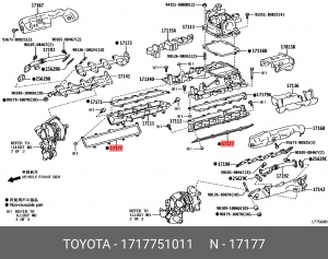 прокладка коллектора впускного!\ Toyota Land Cruiser 07> 17177-51011 TOYOTA