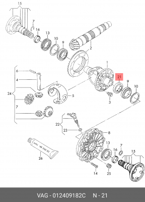 Шестерня привода спидометра VW Passat (98-05) OE 012 409 182 C VAG