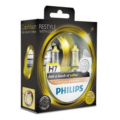 Лампа 12V H7 55W PX26d +60% 3350K бокс (2шт.) Yellow Colorvision PHILIPS 12972CVPYS2 PHILIPS