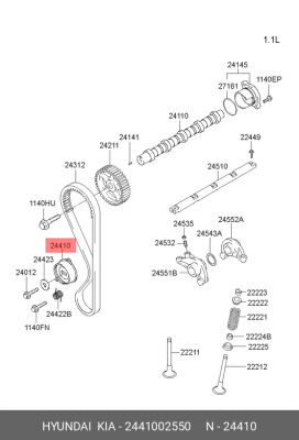 Ролик ГРМ HYUNDAI Getz (1.1) KIA Picanto натяжителя OE 2441002550 HYUNDAI KIA