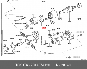 ЩЕТКИ СТАРТЕРА 1AZFSE,3SFE 28140-74120 TOYOTA