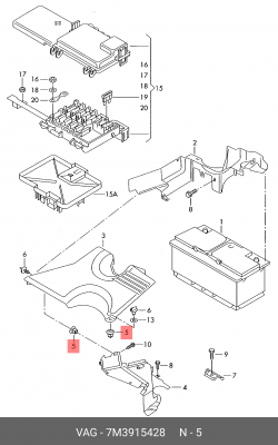 Пистон VW T5 крепления кожуха АКБ OE 7M3 915 428 VAG