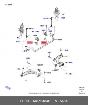 Втулка стабилизатора FORD Explorer переднего правая OE DA8Z 5484-B FORD