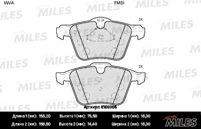 Колодки тормозные передние (без датчика) (Смесь Semi-Metallic) (FORD S-MAX 2.0D- E100305 MILES