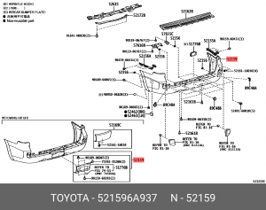 бампер задний!\ Toyota Land Cruiser 200 15-21 52159-6A937 TOYOTA